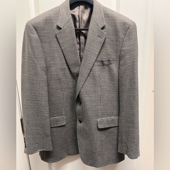 Ralph Lauren 46L Silk & Wool Sport Coat Blazer Suit Jkt houndstooth 2 Button - Picture 1 of 9